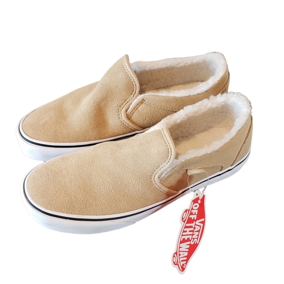 Vans Asher Suede Sherpa Desert Taupe Slip-On Shoe - Picture 2 of 6